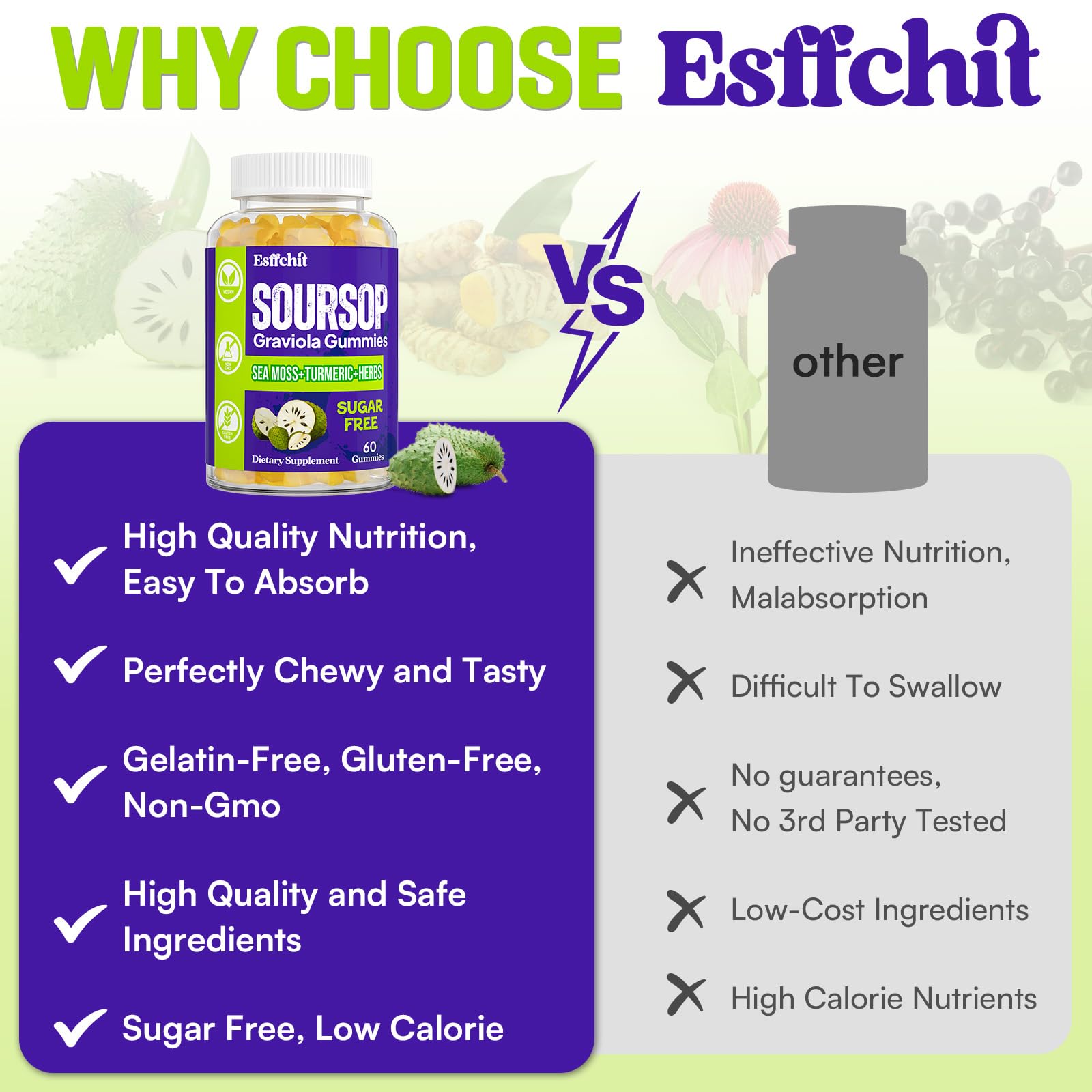 Sugar-free vegan Esffchit gummies