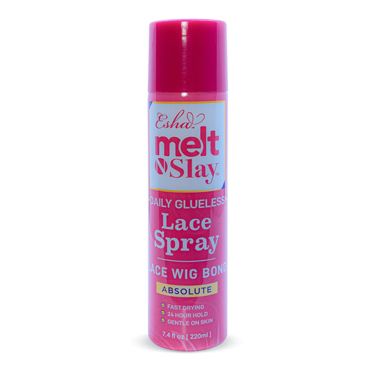 Esha Melt N Slay spray bottle close-up shows precise application for secure hold