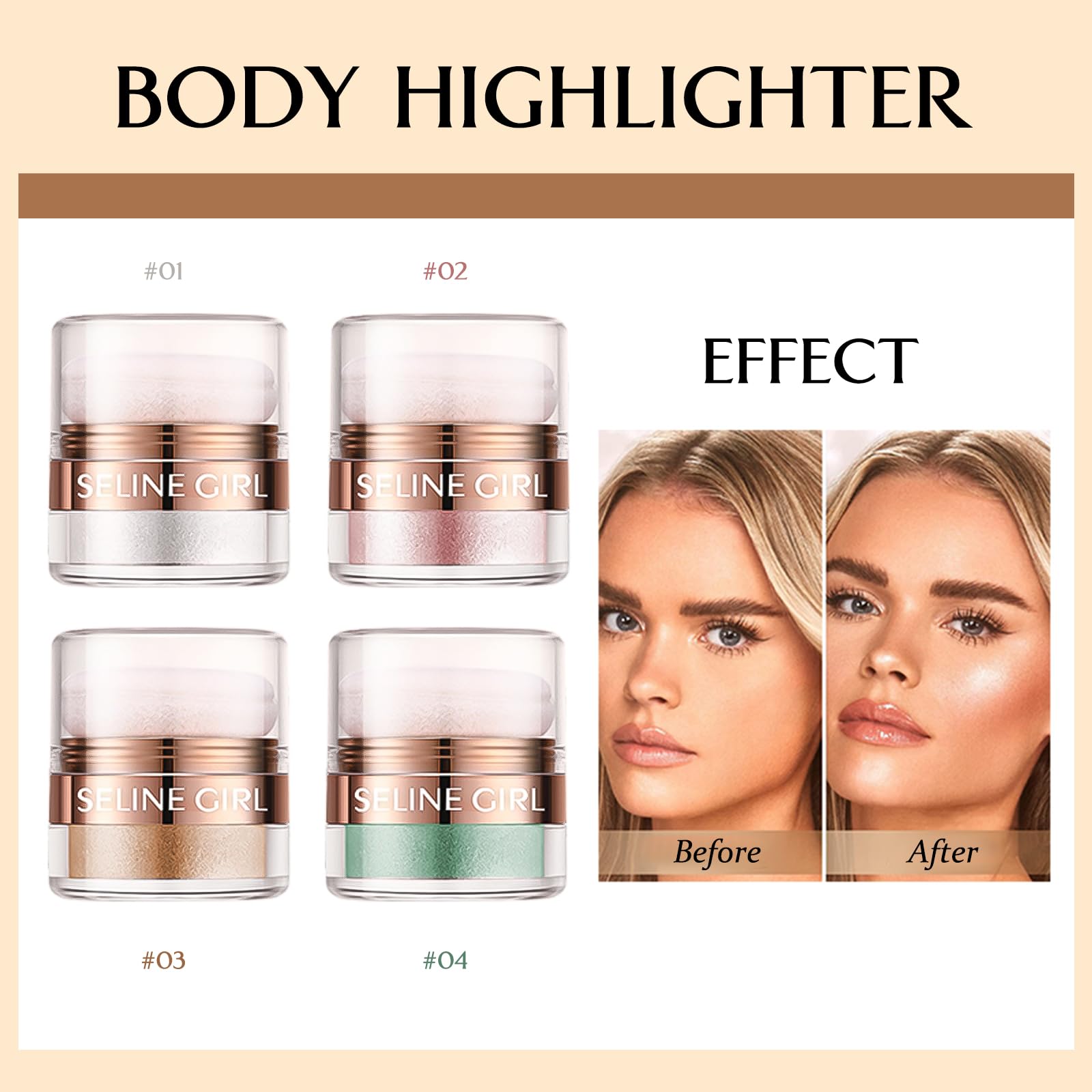 Eshioh Face Shimmer Bronze Highlighter adds a luminous contour for daily wear.