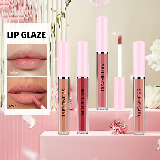 Eshioh Matte Lip Gloss 12-shades swatch card showing palette options