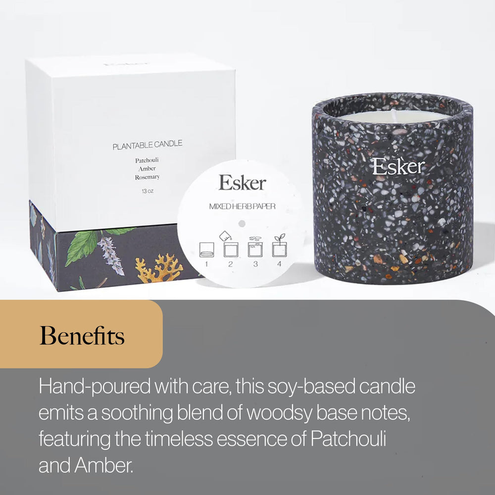 ESKER Travertine candle fragrance during burn creates relaxing atmosphere