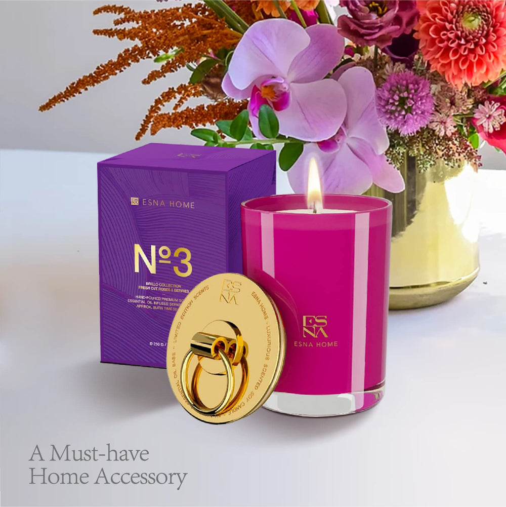 ESNA HOME lavender candle gift-ready packaging; ready for gifting