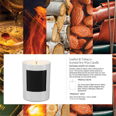 ESNA HOME lavender candle leather tobacco notes visible for rich ambience.