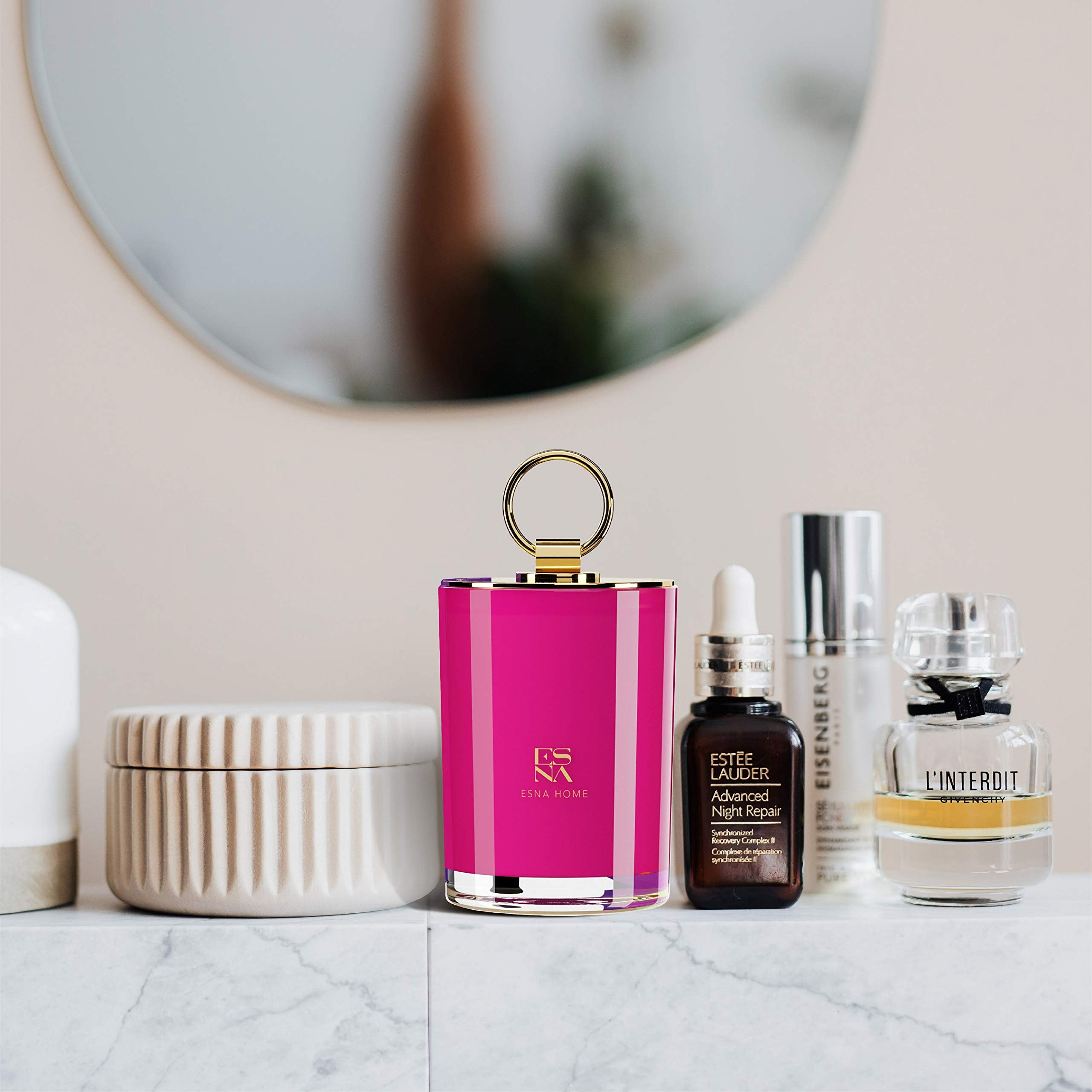 ESNA HOME lavender candle relaxation routine; calming evenings