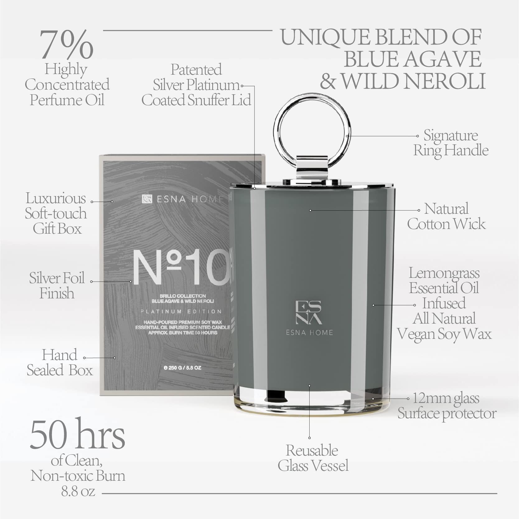 ESNA HOME candle burn pool shows even melt and slow burn.