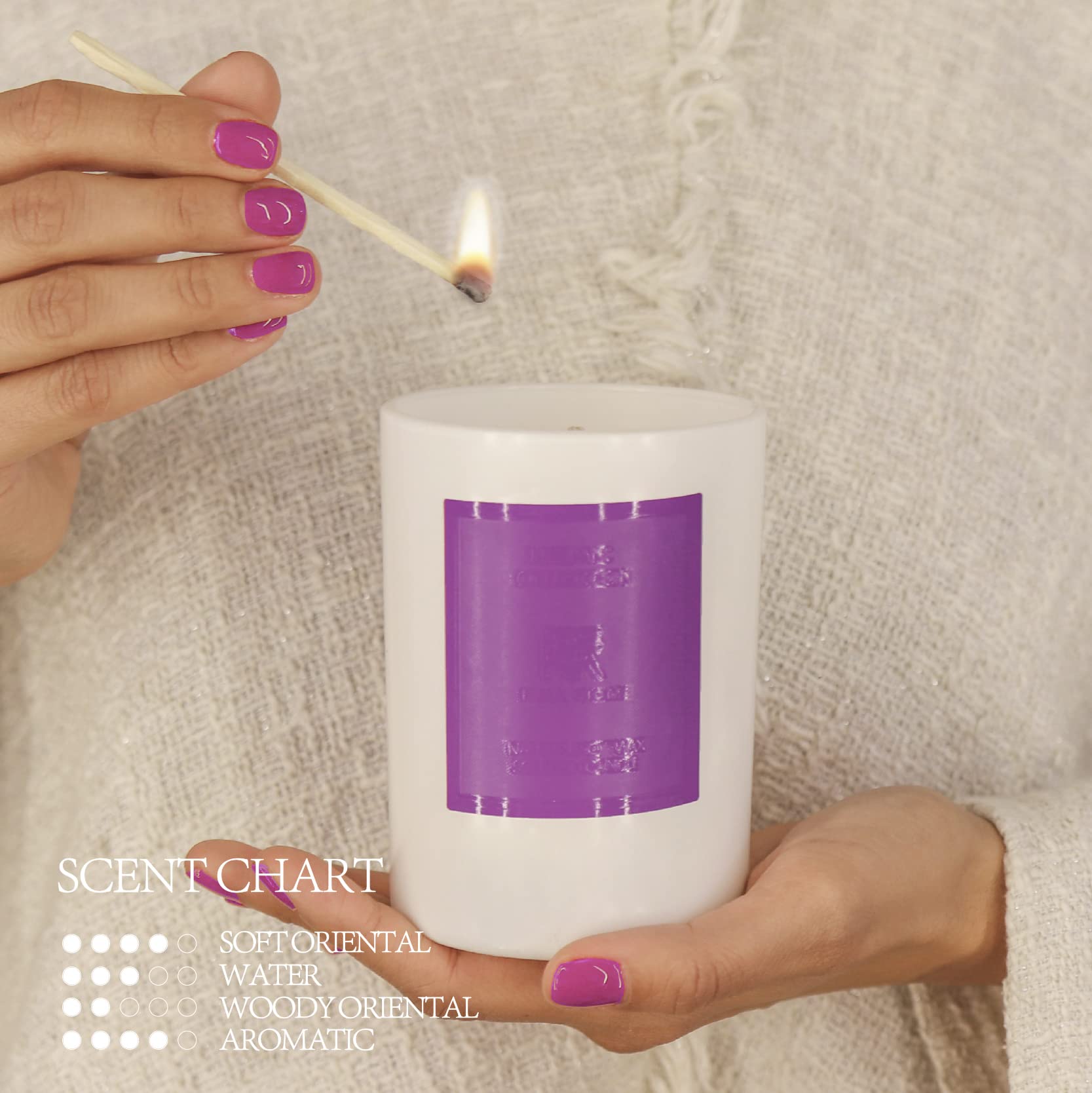 ESNA HOME natural soy wax closeup shows clean burn and premium ingredients