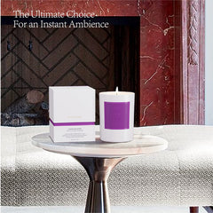 ESNA HOME softly-lit candle glow enhances room ambiance and calm