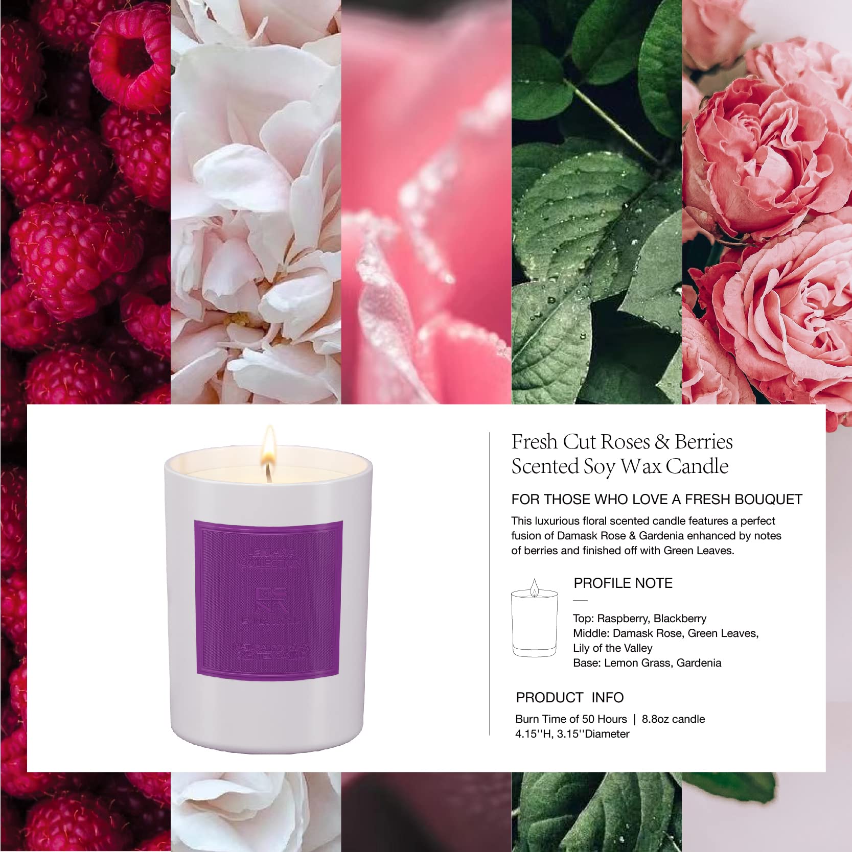 ESNA HOME roses and berries fragrance closeup highlights floral and fruity scent