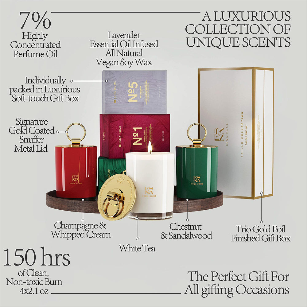 ESNA HOME soy candles wax detail signaling clean, eco-friendly burn.