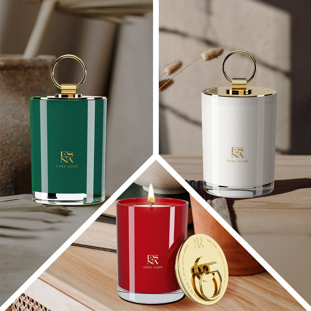 ESNA HOME set arranged on warm surface for cozy ambience setup.