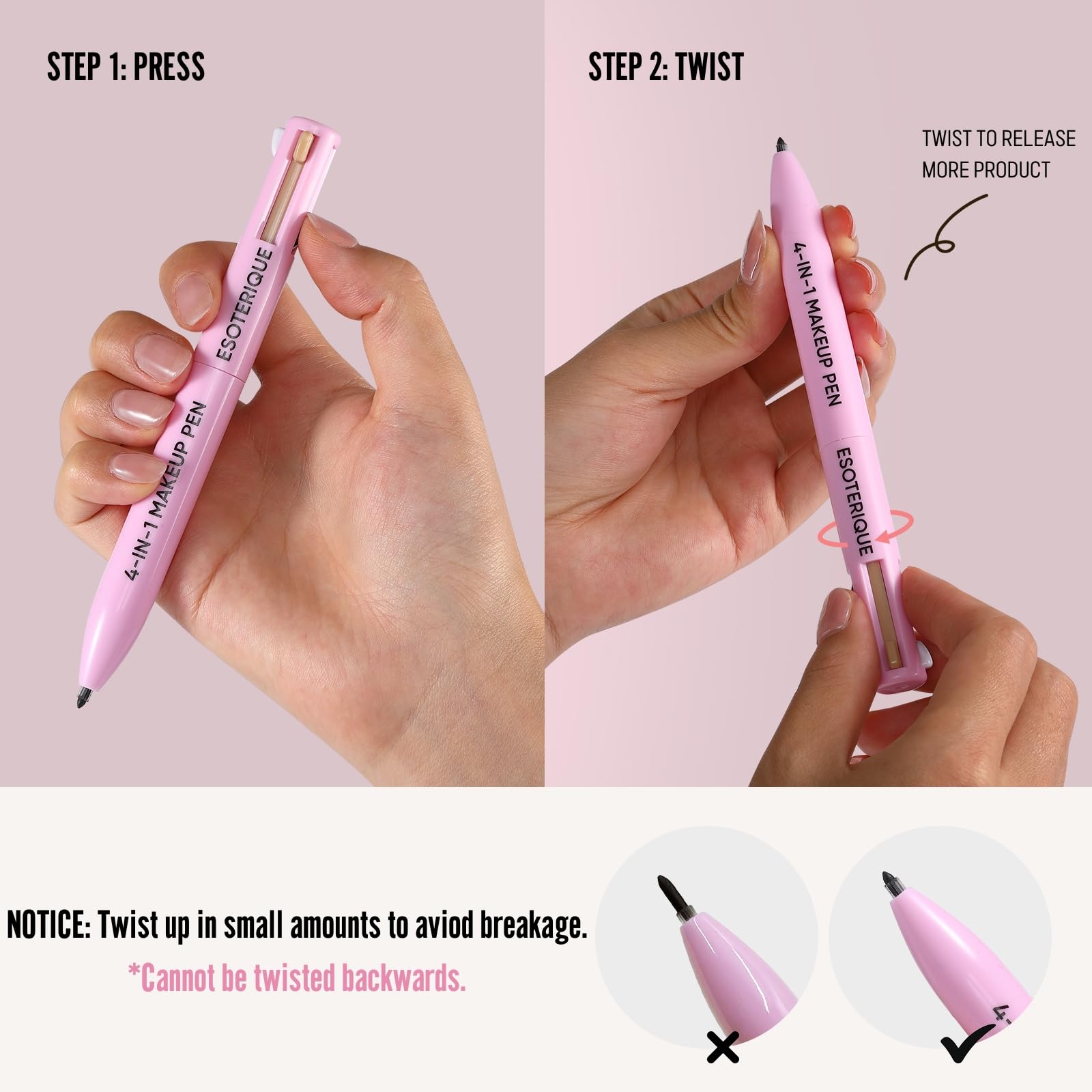 Esoterique 4-in-1 makeup pen lip liner swatch defines lips.