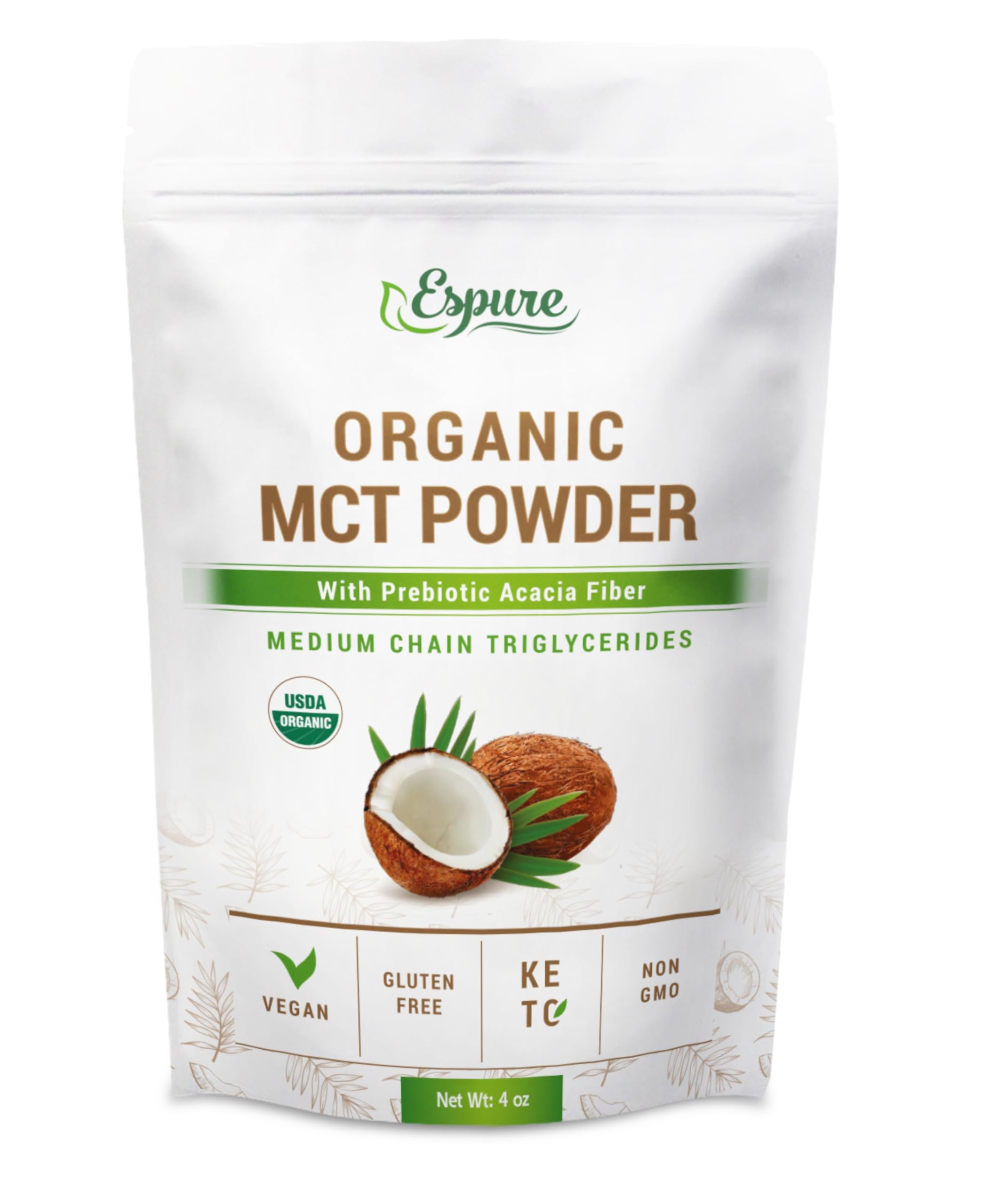 Espure Organic MCT Powder 4 oz package front view