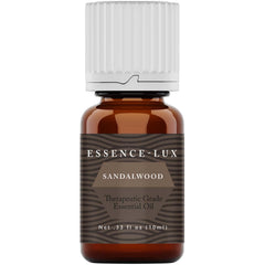Amber glass bottle containing Essence-Lux Sandalwood Essential Oil (10ml)
