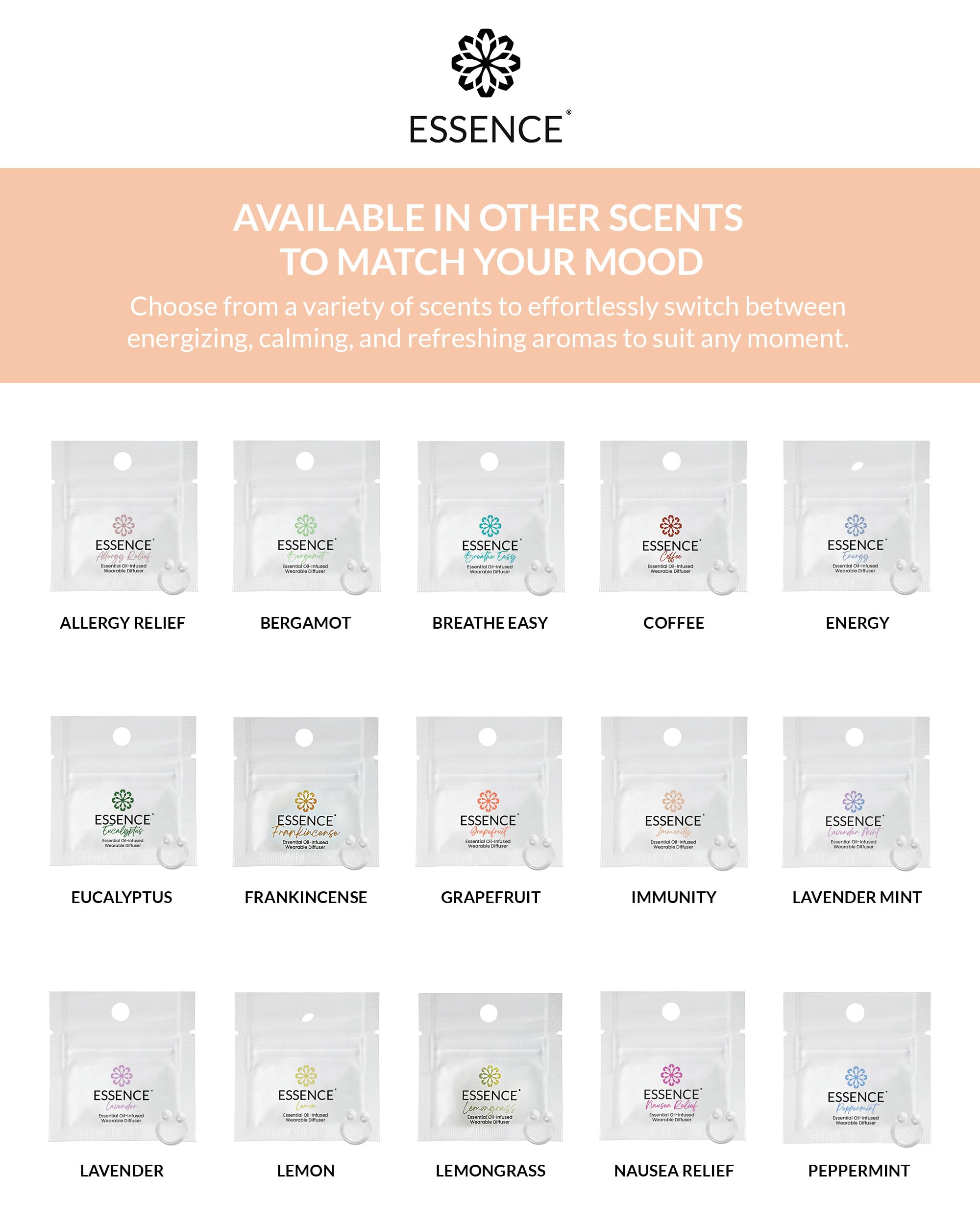 Lifestyle shot of Essence diffuser worn on clothing