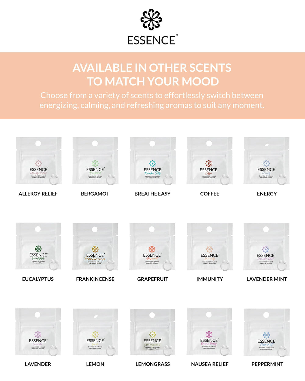 Lifestyle shot of Essence diffuser worn on clothing