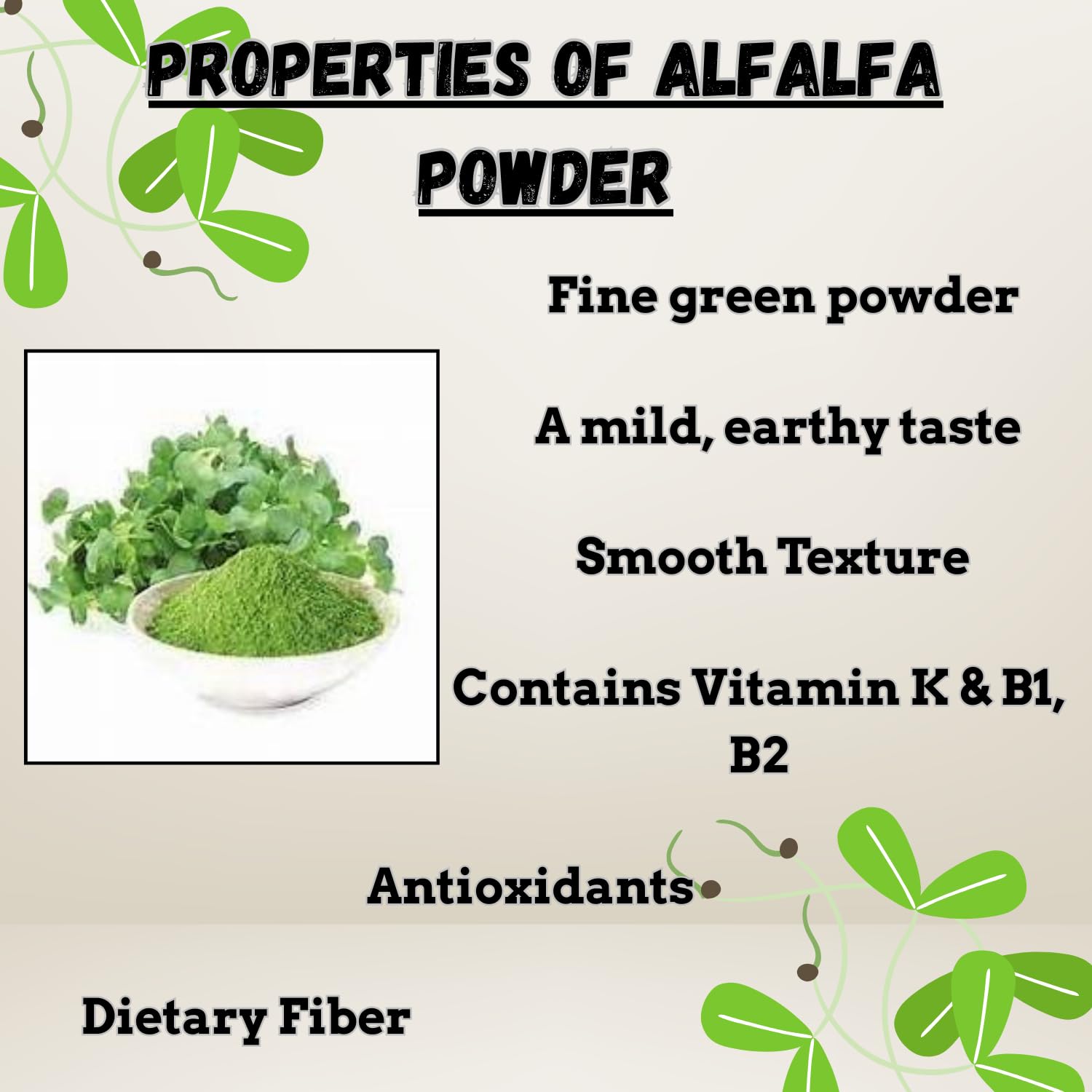 Fine green alfalfa powder texture close-up