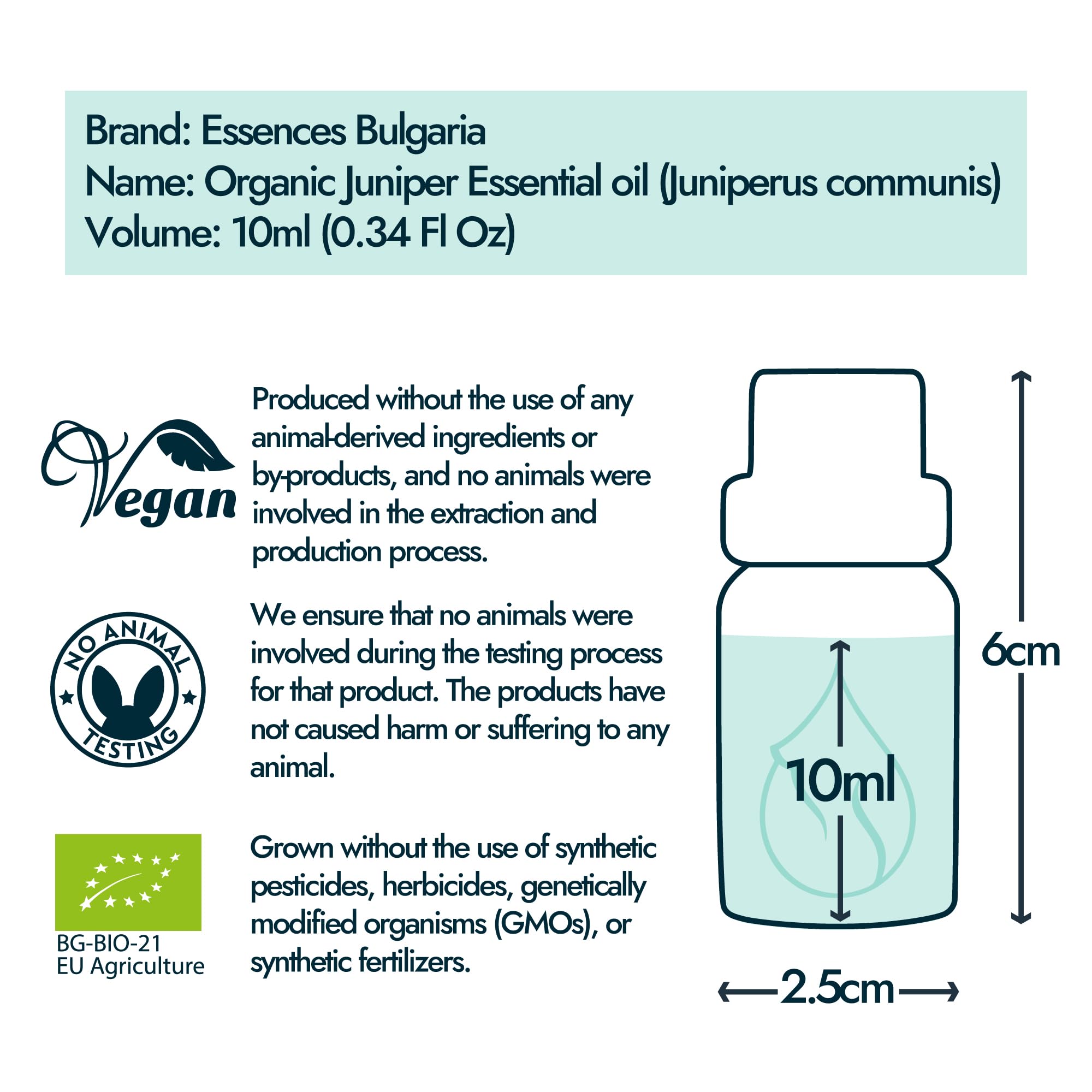 BG-BIO-21 organic certification label for juniper essential oil.