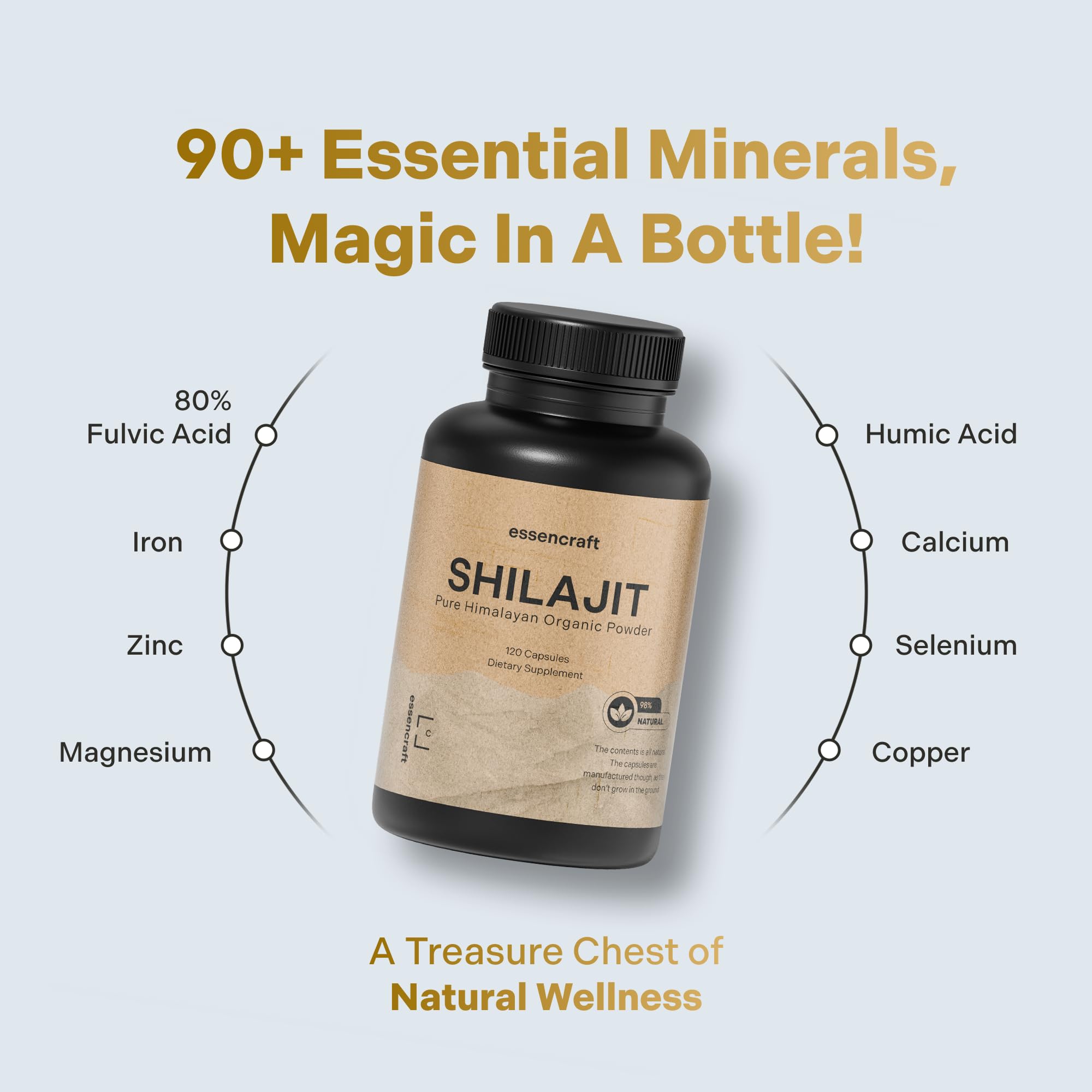 Essencraft Shilajit resin cognition-support visual hinting at mental focus benefits.