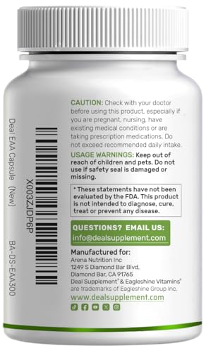 Label showing full spectrum EAA and BCAA ingredients