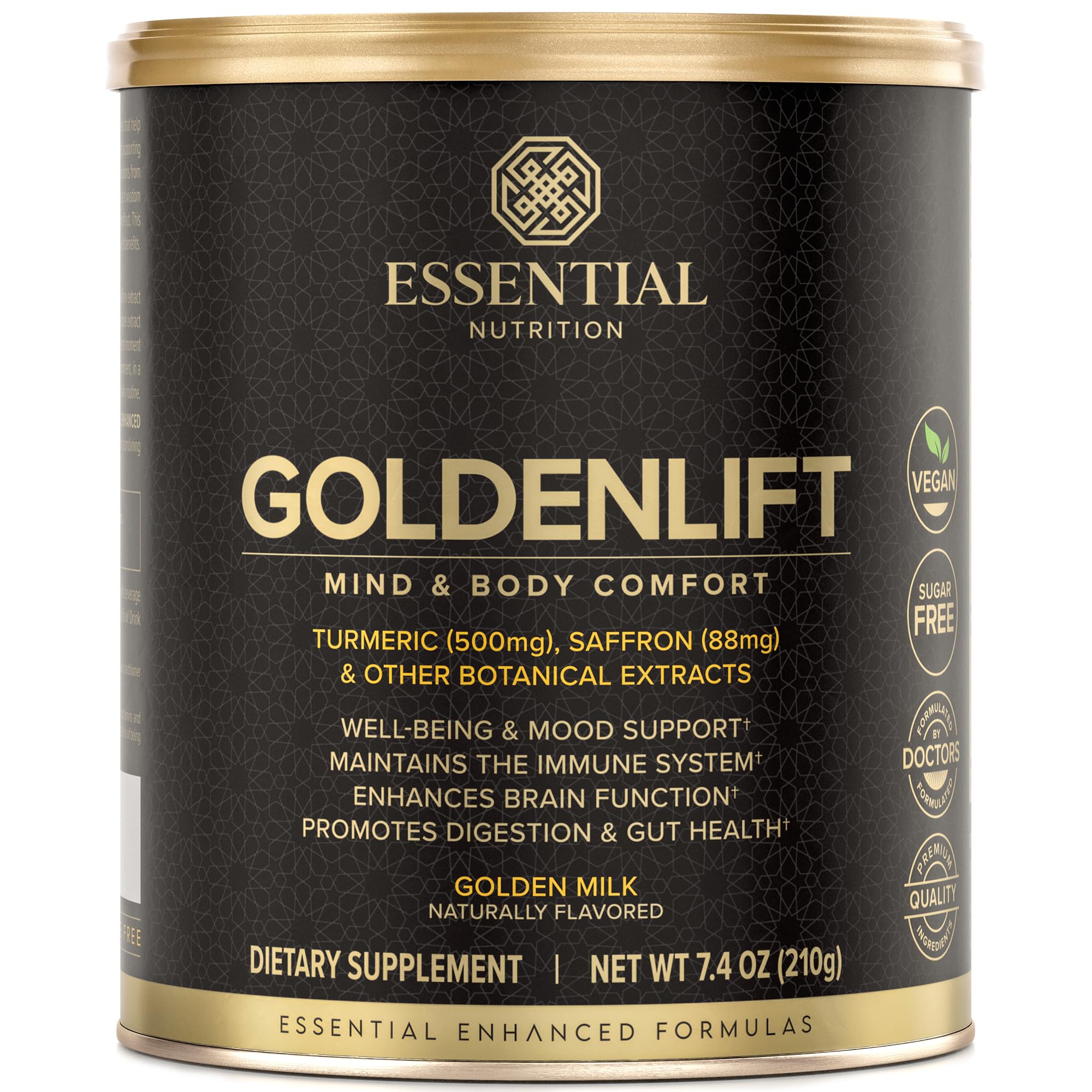 Essential Nutrition Golden Lift - Golden Milk Powder (Vegan) 7.4 oz ...