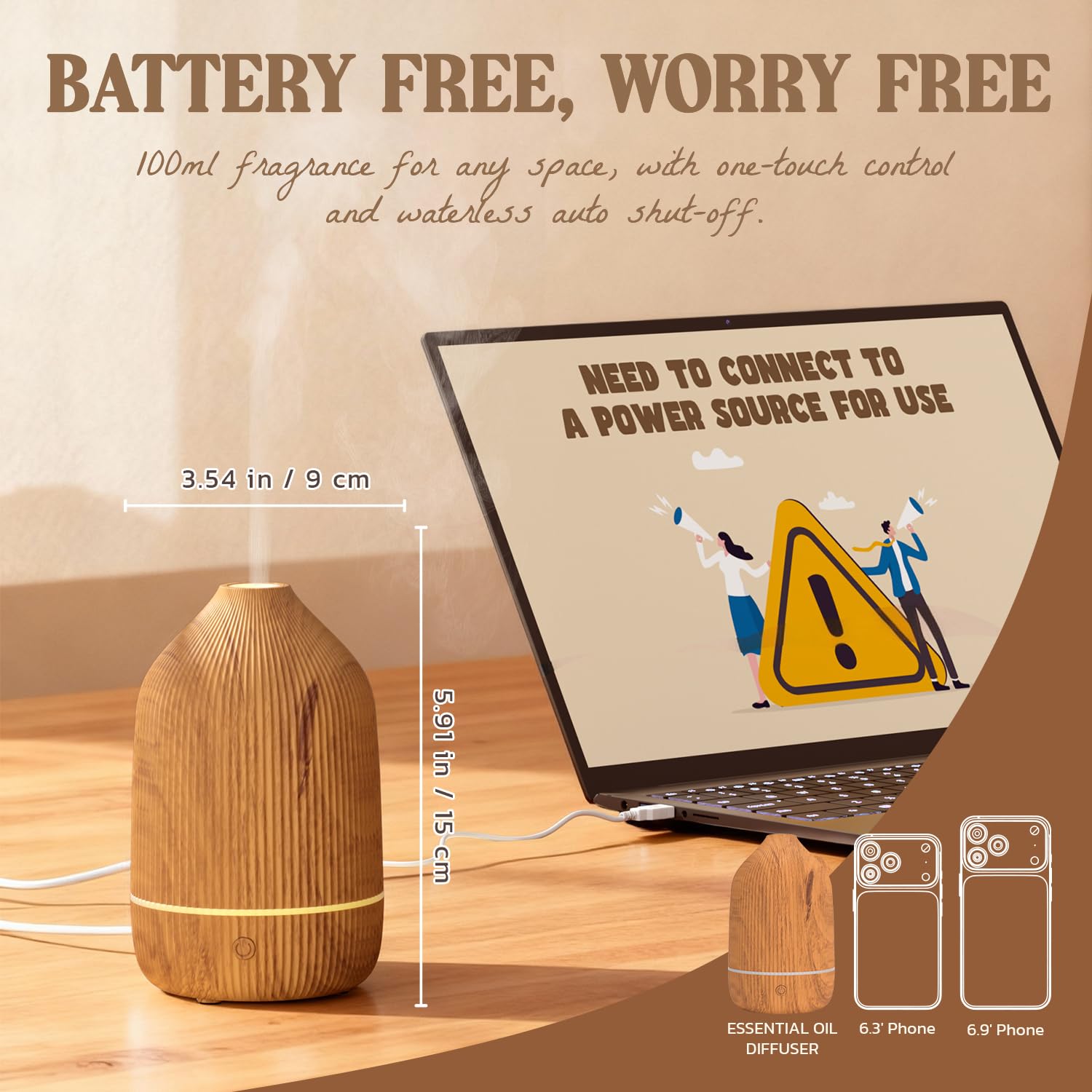 Automatic shut-off feature on essential oil diffuser