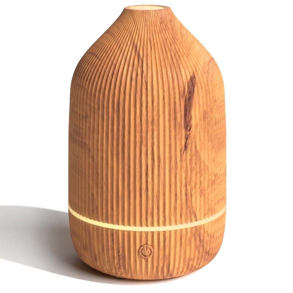 Front view of wood grain essential oil diffuser 100ml