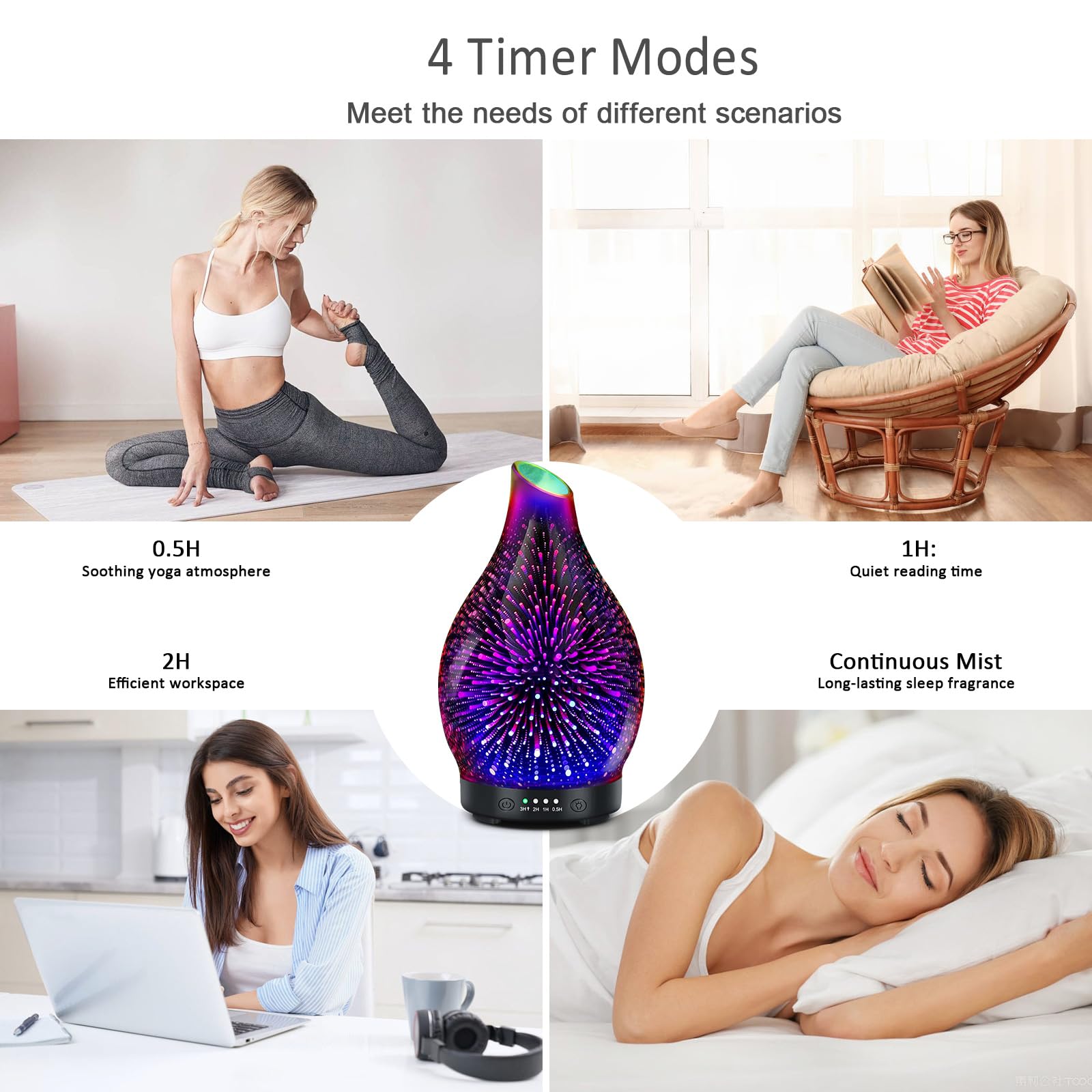 Compact essential oil diffuser suitable for home, office, and yoga