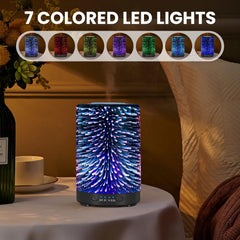 Side view of diffuser with seven color LED lights