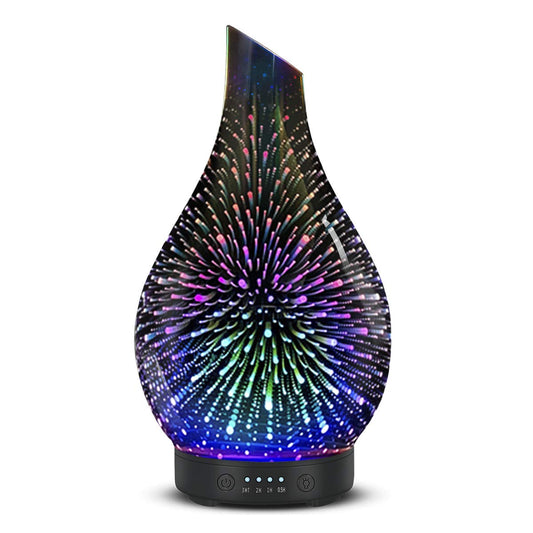 Silver glass essential oil diffuser with 120 ml capacity and night light