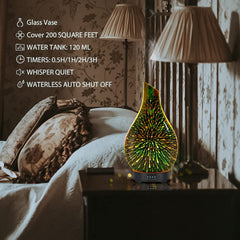 Ultrasonic essential oil diffuser emitting cool mist in home setting