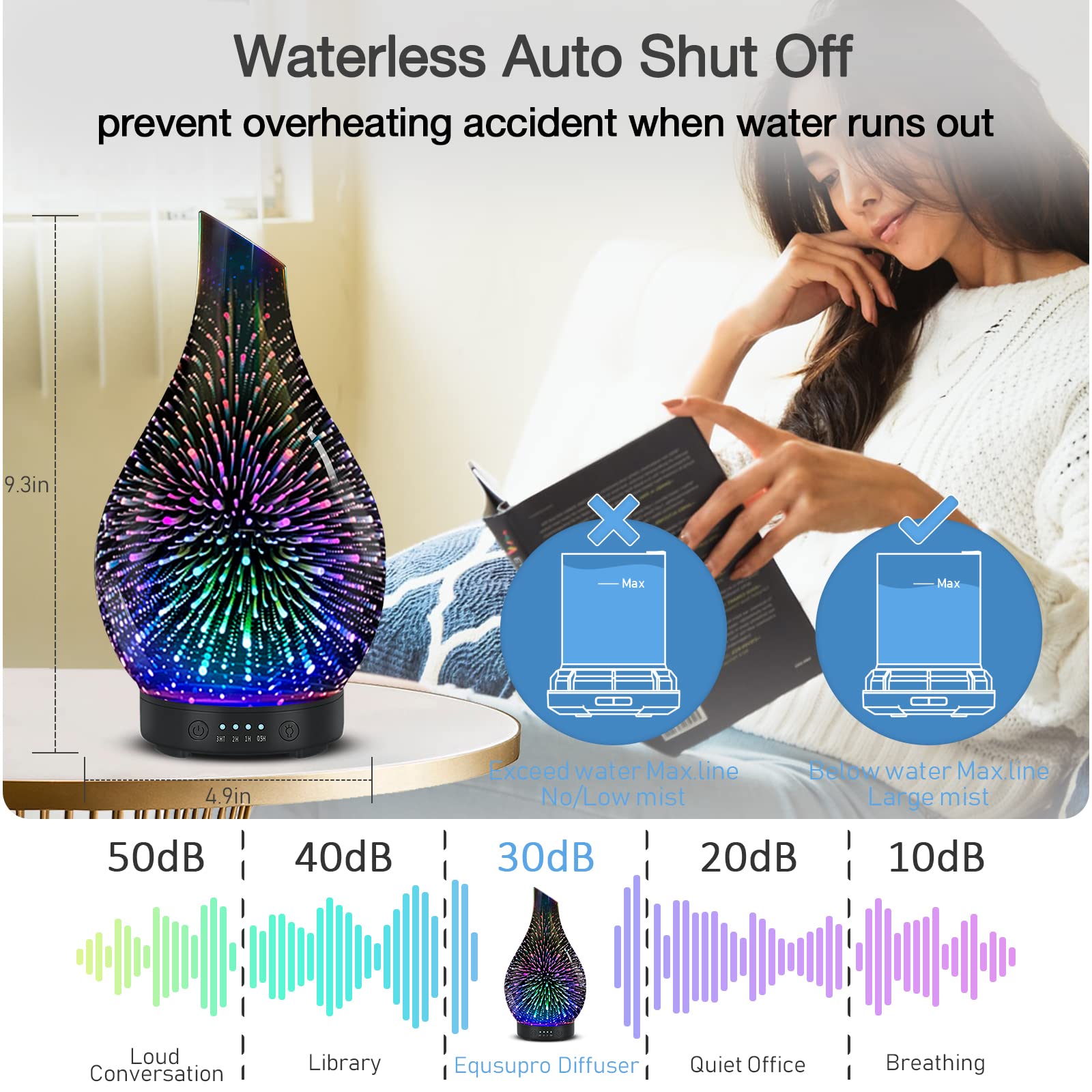 Whisper-quiet operation of essential oil diffuser in a bedroom