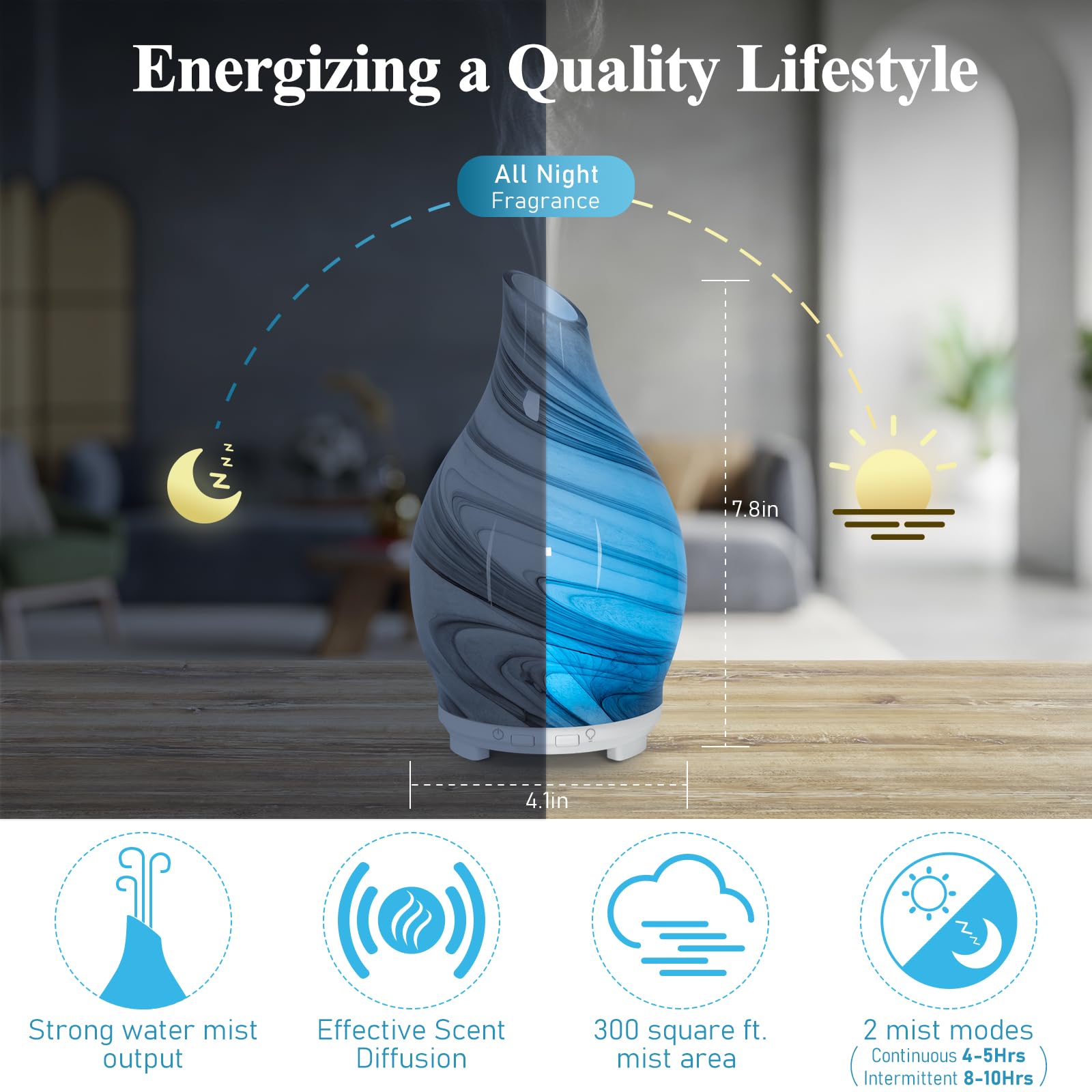 Compact 120ml essential oil diffuser on desk