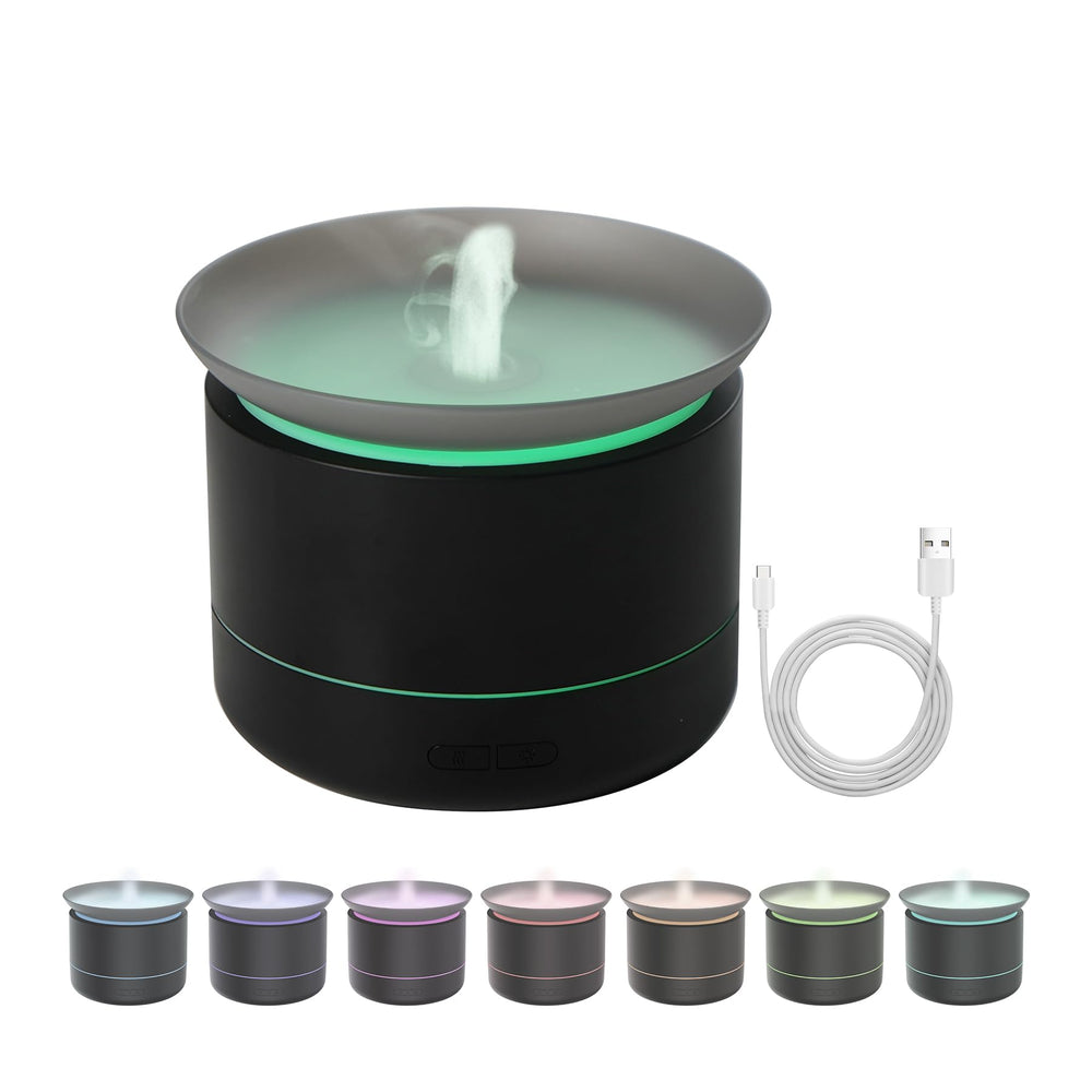 Black 200ml essential oil diffuser with auto shut-off and 7 color lights