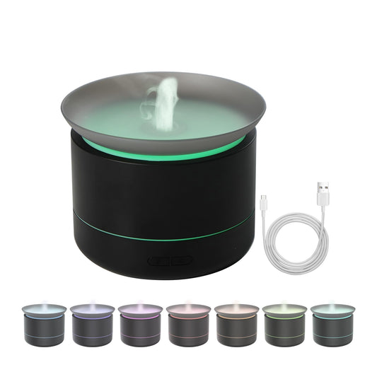 Black 200ml essential oil diffuser with auto shut-off and 7 color lights