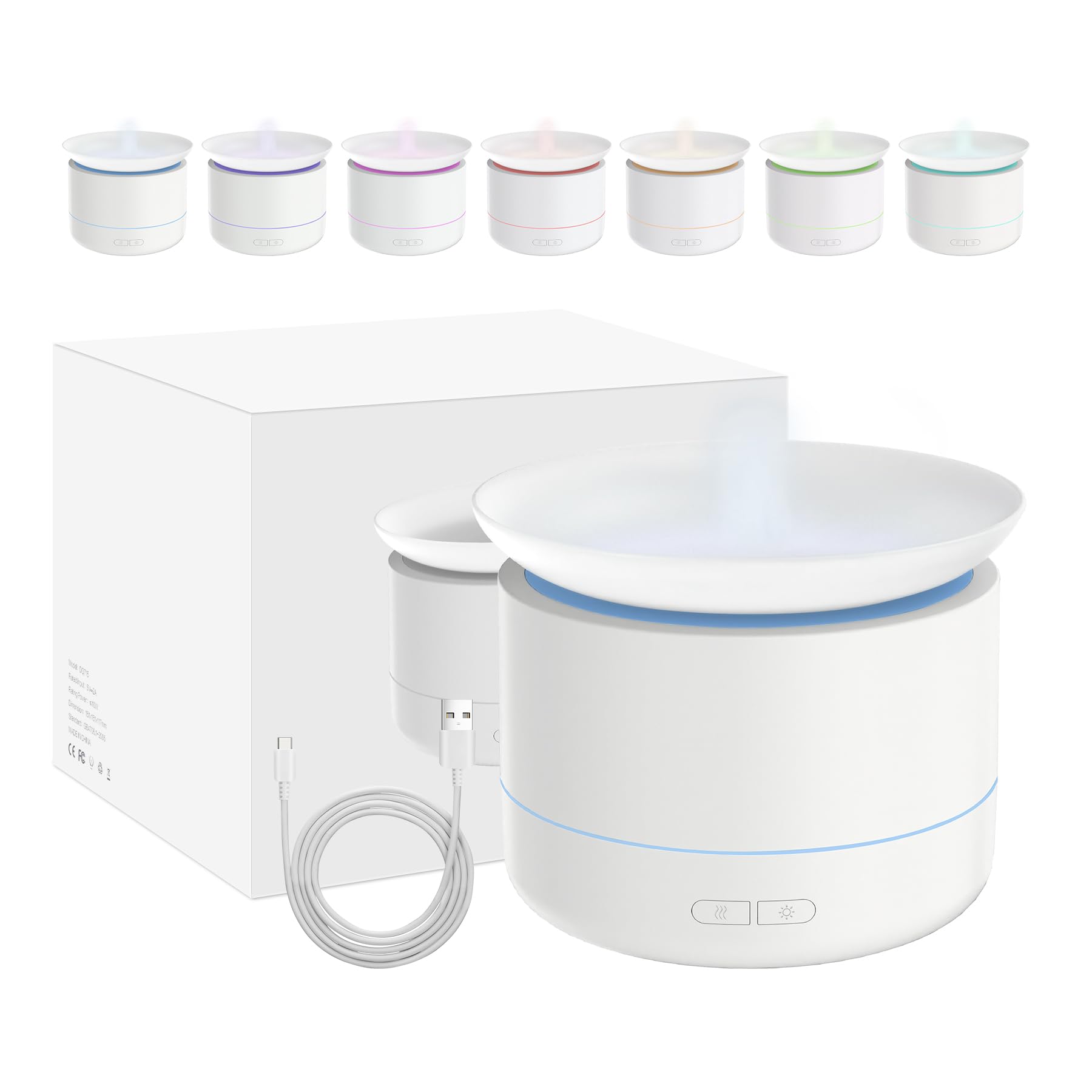 White 200ml essential oil diffuser with 7 color night light