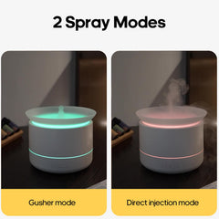 Diffuser with seven color LED lights creating ambient glow