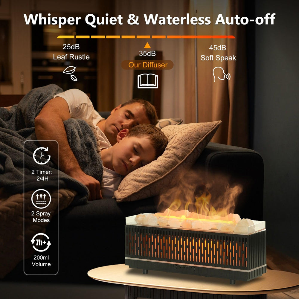 Diffuser displaying realistic flame effect lighting