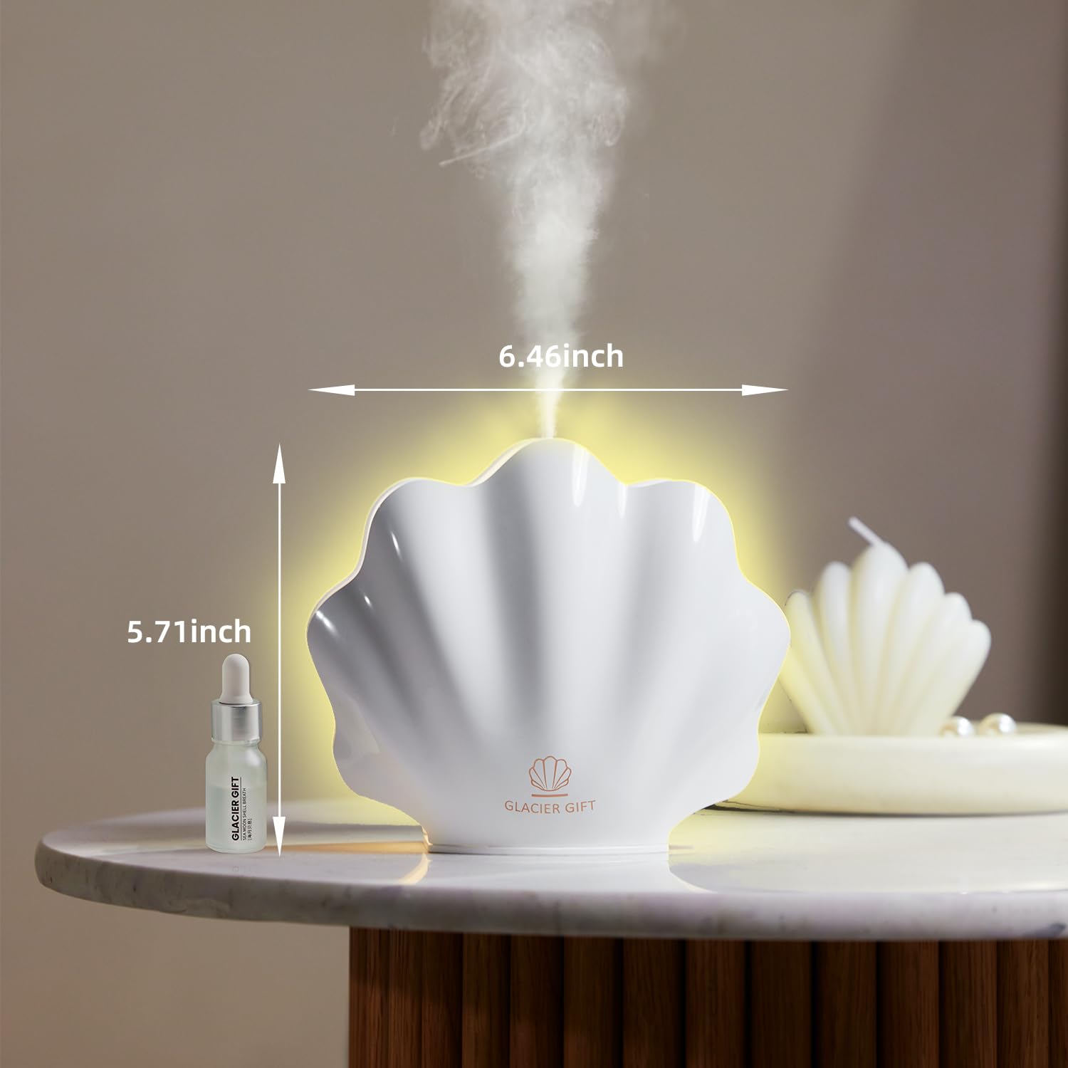 Shell design aroma diffuser with remote and LED lighting