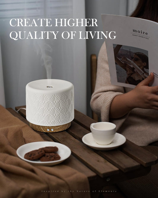 Ceramic diffuser on imitation walnut textured base