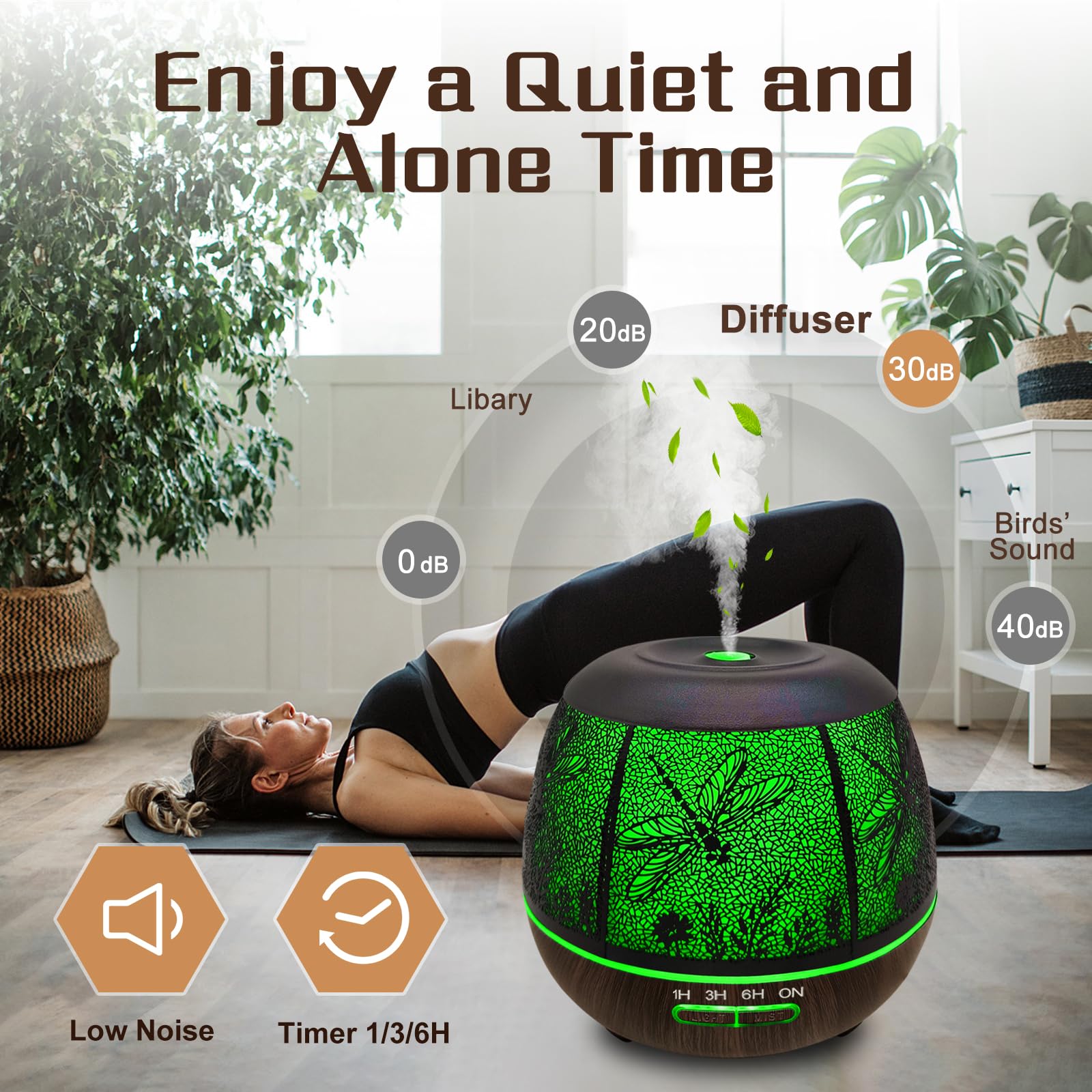 Diffuser on a desk or bedside table with remote control