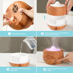 Diffuser placed in a bedroom or office setting