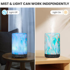 Aromatherapy diffuser with four timer settings and rotating color LED