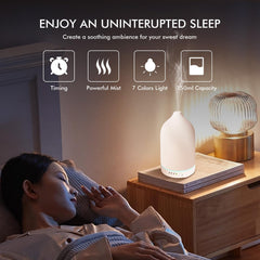 Diffuser emitting a soft mist in a cozy room