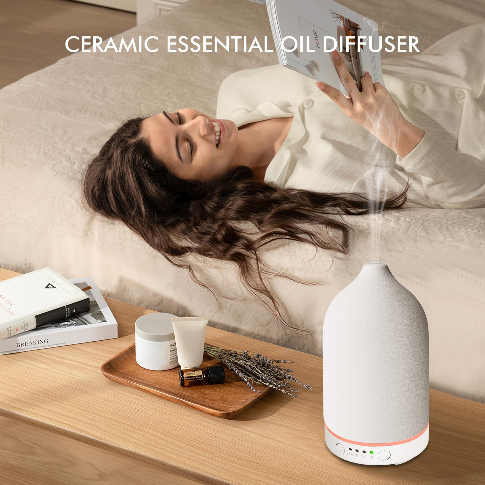 White ceramic diffuser in a home office decor