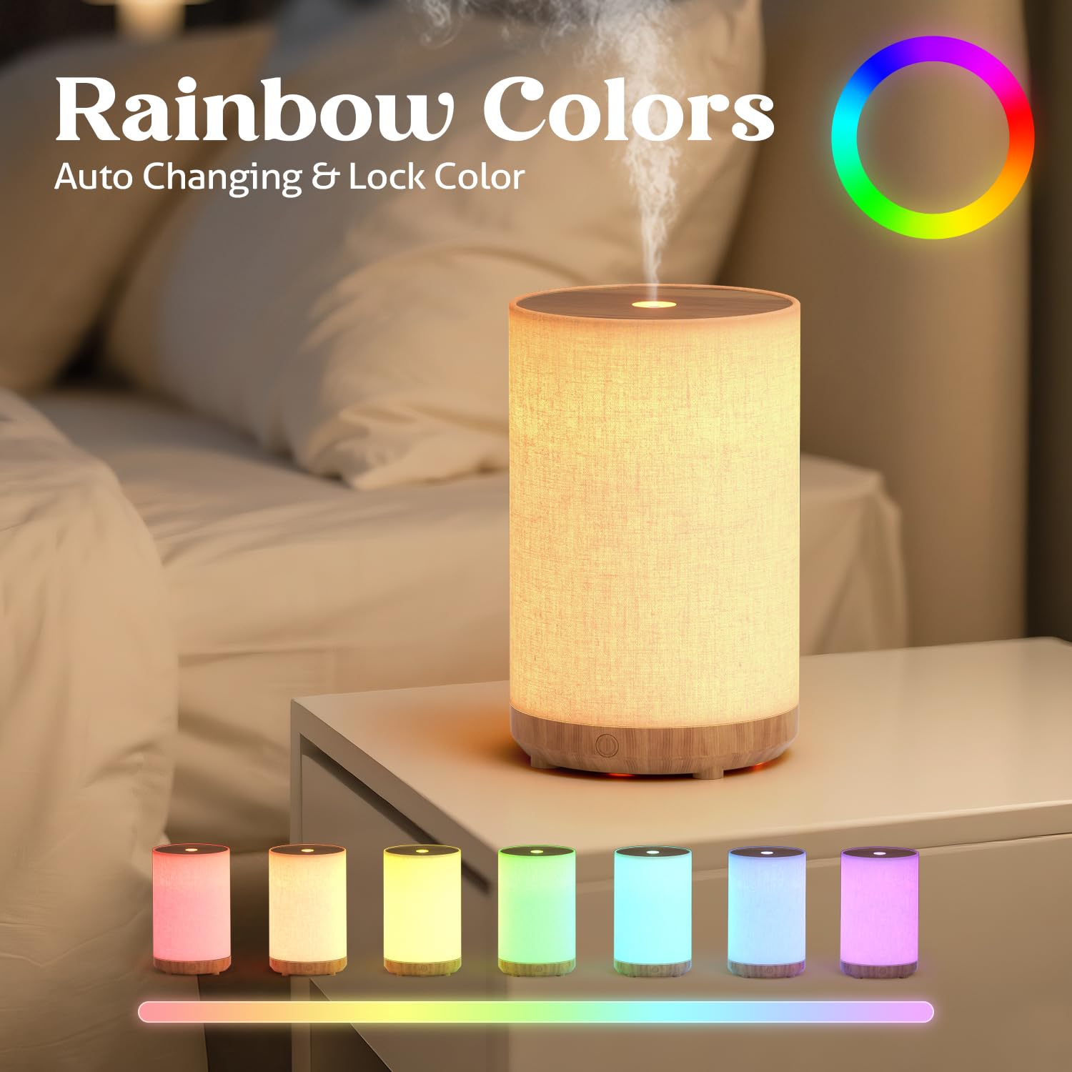 Night light glow with warm amber lighting setting.