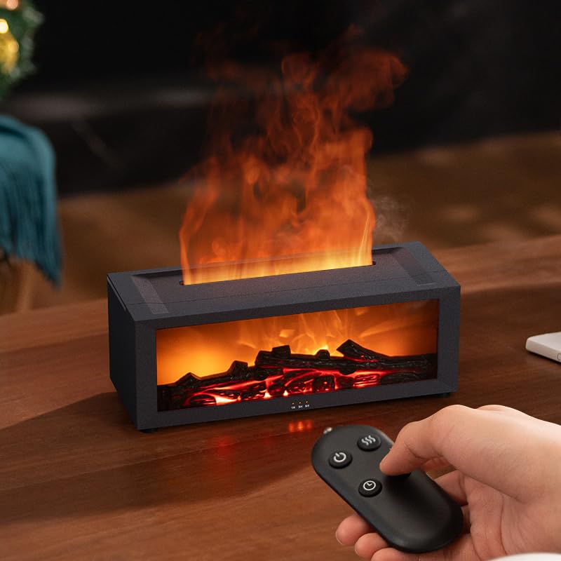 Ambient fireplace flame design diffuser in Black