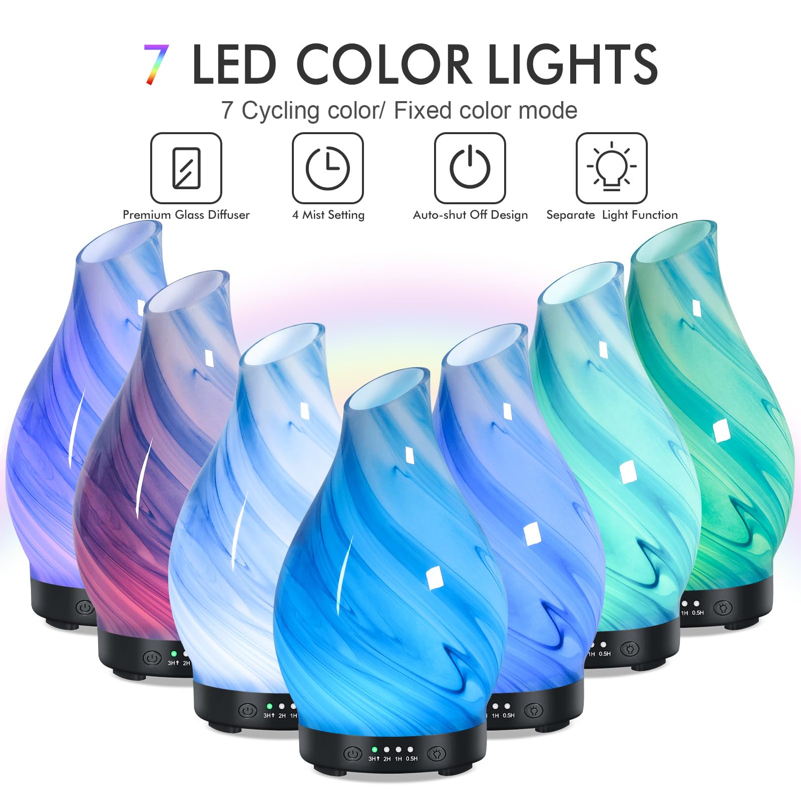 Night light with 7 color options on diffuser