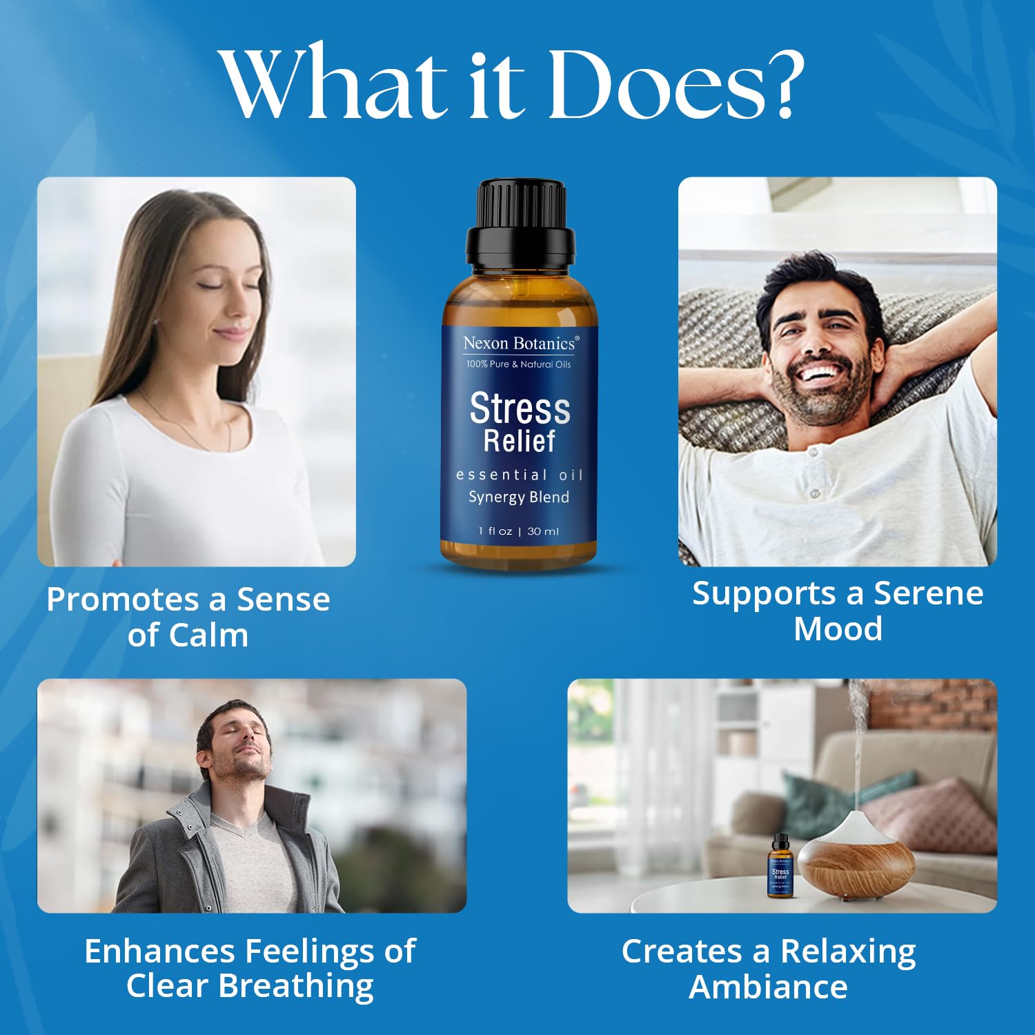 Aromatherapy diffuser with Stress Relief Essential Oil Blend