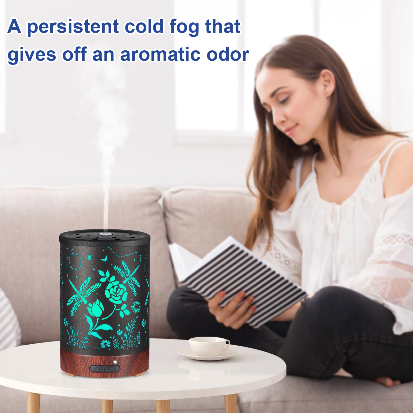 Multifunction diffuser used as humidifier and decorative night light.