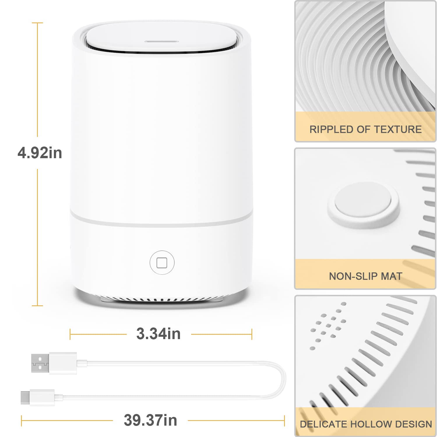 USB-powered essential oil diffuser with 150ml tank - side view
